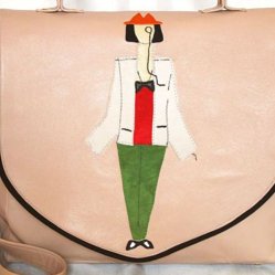 Pale peach Leather Delauney Illustration Bag
