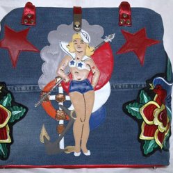 Denim Pin-up Girl Carpet Bag